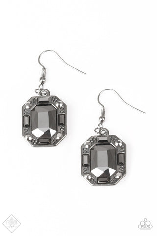 Royal Ruler Silver Black Paparazzi Earrings