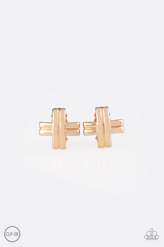 Couture Crossover Gold Paparazzi Clip-On Earrings