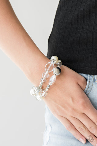 Downtown Dazzle White Paparazzi Bracelet