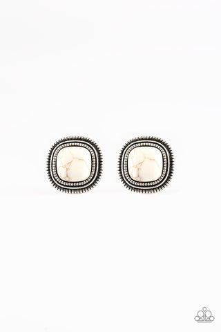 FRONTIER Runner White Paparazzi Earrings