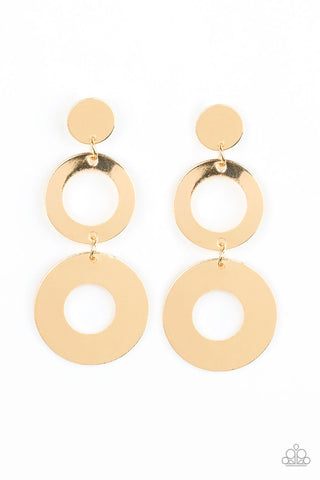 Pop Idol Gold Paparazzi Earrings