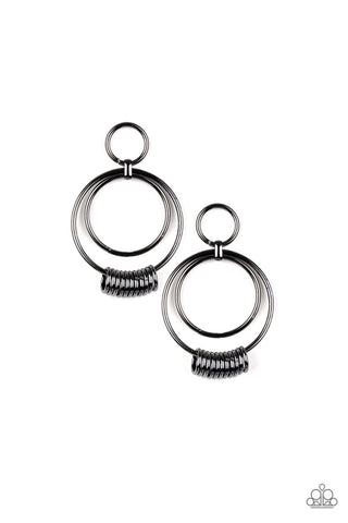 Retro Revolution Black Paparazzi Earrings