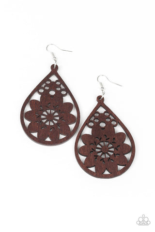 Flower Power Brown Paparazzi Earrings