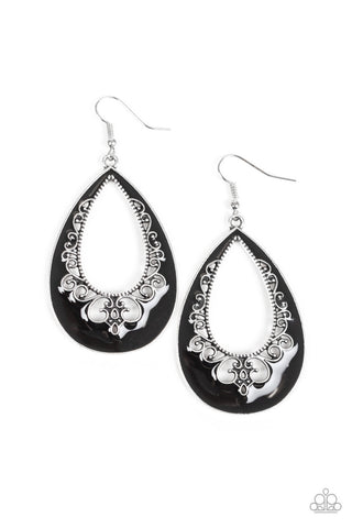Compliments to the CHIC Black Paparazzi Earrings