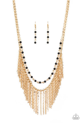 Fierce in Fringe Gold Paparazzi Necklace