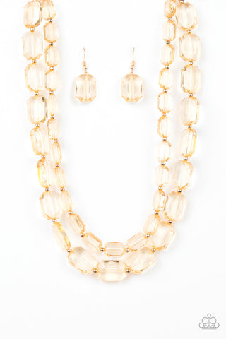 Ice Bank Gold Paparazzi Necklace