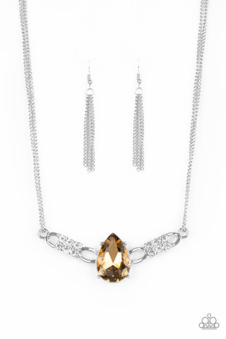 Way to Make an Entrance - Brown - Oversized Teardrop Paparazzi Short Necklace