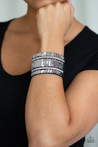 MERMAID Service - Red - and Silver Reversible Sequin Paparazzi Snap Wrap Bracelet