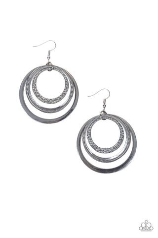 Tempting Texture Black Paparazzi Earrings