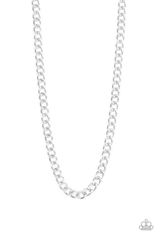 Full Court Silver Paparazzi Men's Necklace
