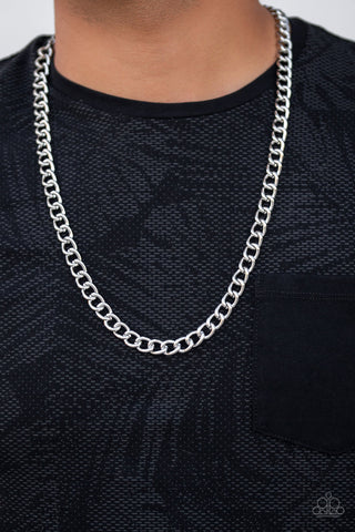 Full Court Silver Paparazzi Men's Necklace