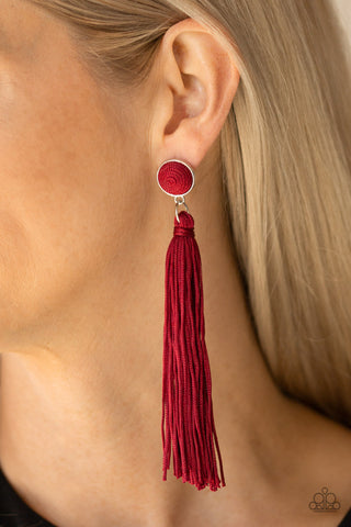 Tightrope Tassel Red Paparazzi Earrings