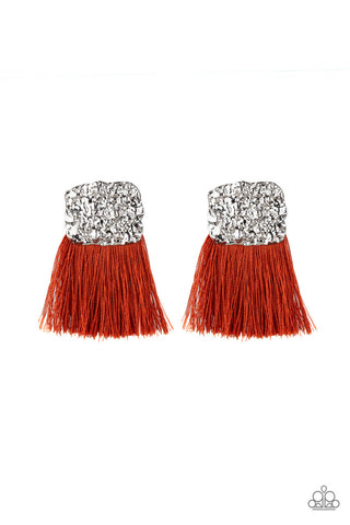 Plume Bloom Orange Paparazzi Earrings