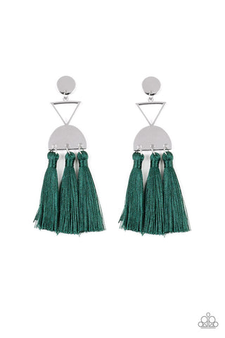 Tassel Trippin Green Paparazzi Earrings