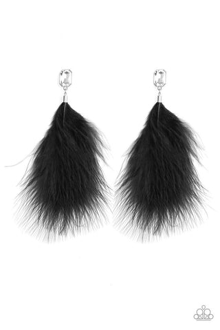 The SHOWGIRL Must Go On! Black Paparazzi Earrings