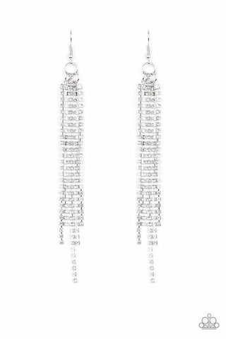 Center Stage Status White Paparazzi Earrings