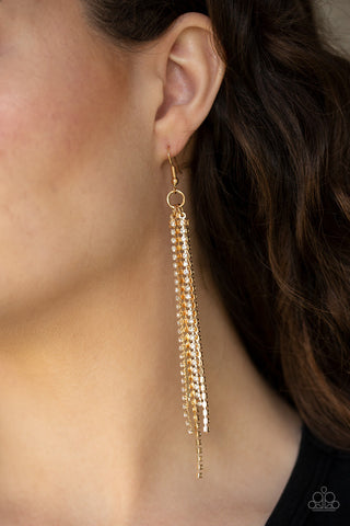 Center Stage Status Gold Paparazzi Earrings