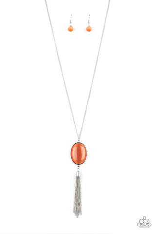 Tasseled Tranquility Orange Paparazzi Necklace