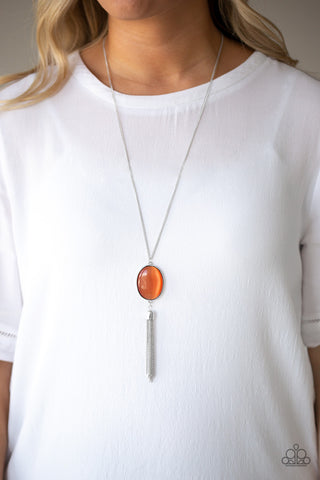 Tasseled Tranquility Orange Paparazzi Necklace