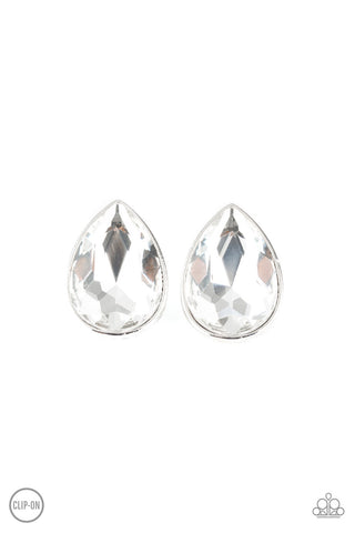 Dance on HEIR White Paparazzi Clip-On Earrings