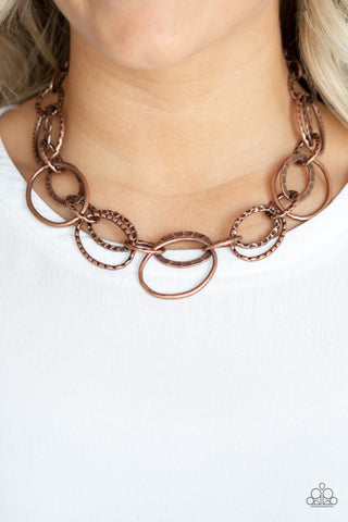 Bend OVAL Backwards Copper Paparazzi Necklace