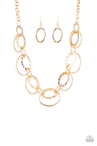 Bend OVAL Backwards Gold Paparazzi Necklace