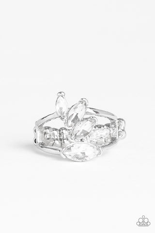 Rhinestone Stunner White Paparazzi Ring
