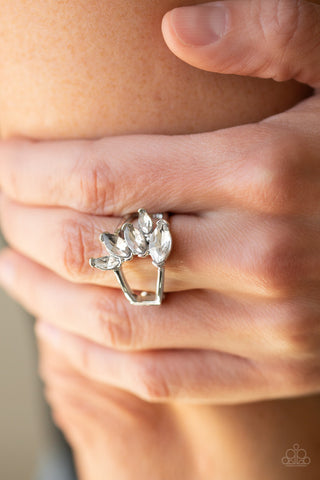 Rhinestone Stunner White Paparazzi Ring