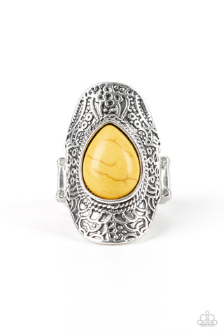 Southern Sage Yellow Paparazzi Ring