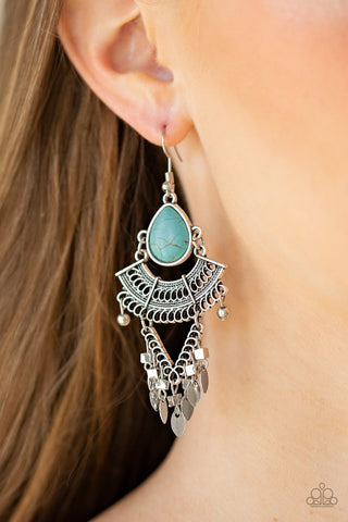 Vintage Vagabond Blue Paparazzi Earrings
