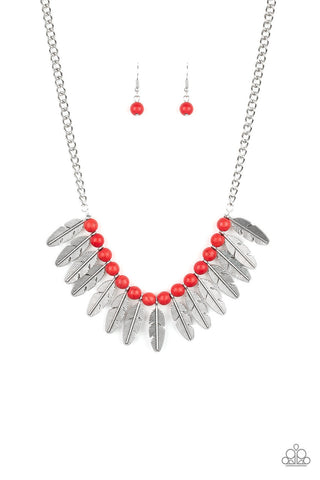 Desert Plumes Red Paparazzi Necklace
