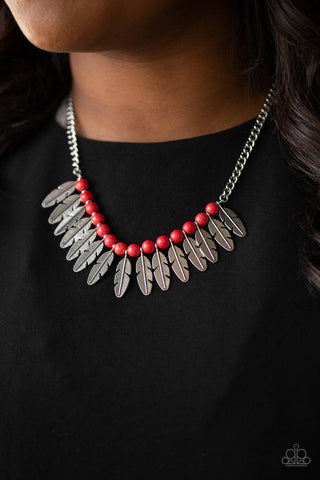 Desert Plumes Red Paparazzi Necklace