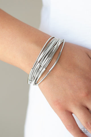 City Stretch Silver Paparazzi Bracelet