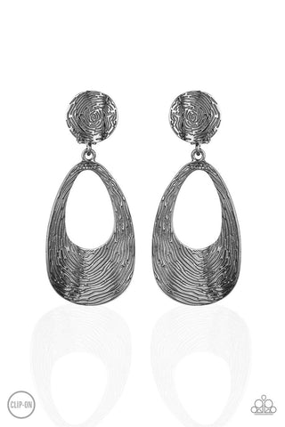 Printed Perfection Black Paparazzi Clip-On Earrings