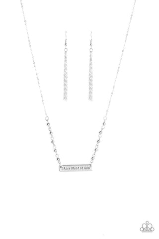 Send Me an Angel - Silver - Inspirational/Religious "I am a Child of God"  Paparazzi Necklace - Black Diamond Exclusive
