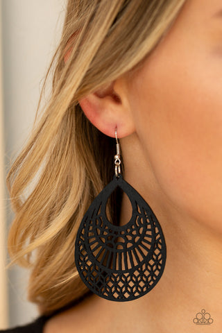 Shoulda Coulda WOODa Black Paparazzi Earrings