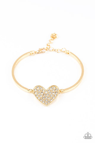 Heart-Stopping Shimmer Gold Paparazzi Bracelet