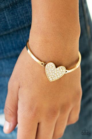 Heart-Stopping Shimmer Gold Paparazzi Bracelet