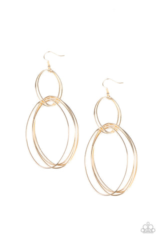 Getting into Shape Gold Paparazzi Earrings