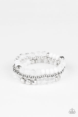 Sugary Shimmer White Paparazzi Bracelet