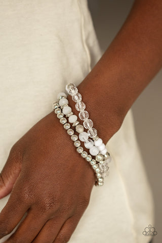 Sugary Shimmer White Paparazzi Bracelet