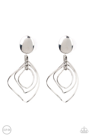 Metallic Foliage Silver Paparazzi Clip-On Earrings