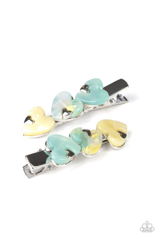 Playing Cupid Green Paparazzi Hair Clips