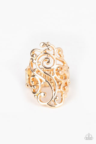 Garden Bliss - Gold - Filigree Paparazzi Ring