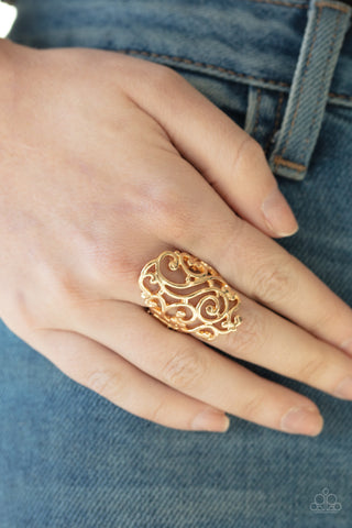 Garden Bliss - Gold - Filigree Paparazzi Ring