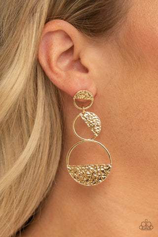 Triple Trifecta Gold Paparazzi Earrings