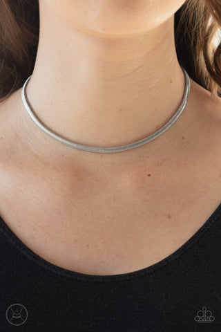 Flat Out Fierce Silver Paparazzi Choker Necklace