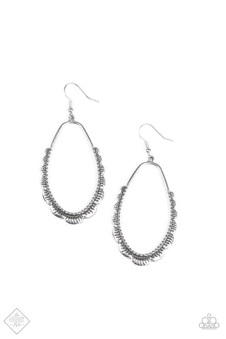 RUFFLE Around the Edges Silver Paparazzi Earrings
