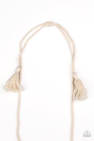 Macrame Mantra White Paparazzi Necklace