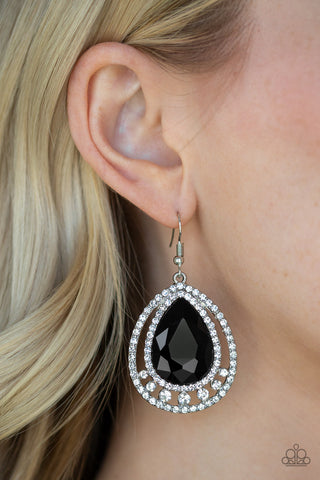 All Rise for Her Majesty Black Paparazzi Earrings